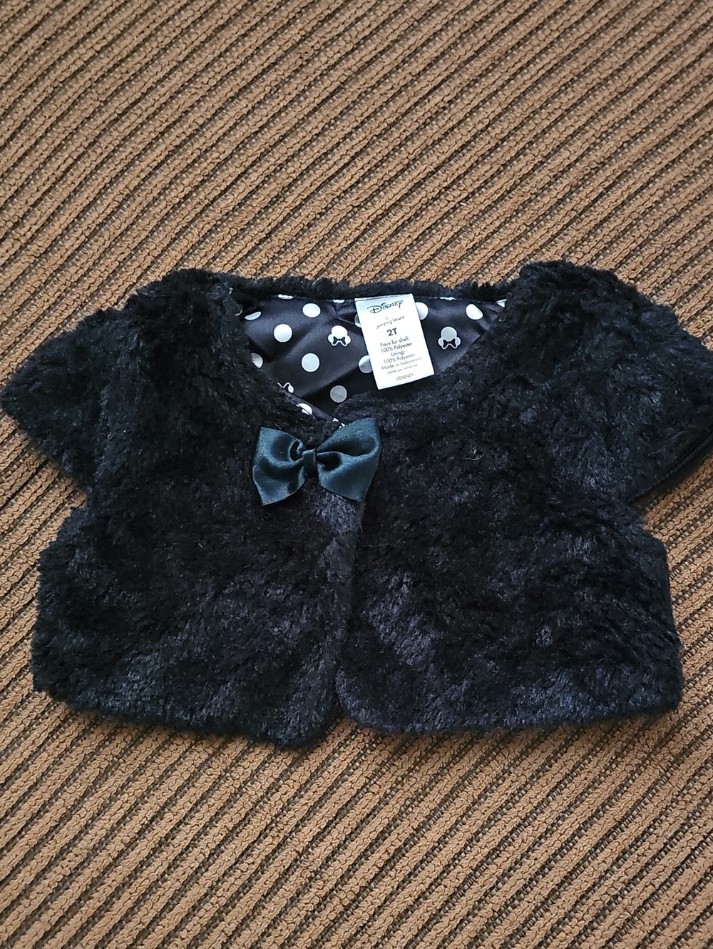 Disney Black Faux Fur Girls' Shrug with Bow